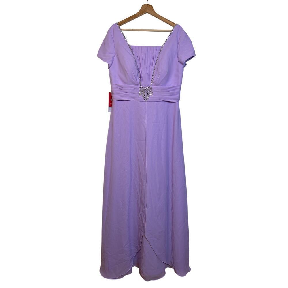 JJs A Line Princess Square Neck Mother of the Bride Dress sz 16 Lilac Beaded NWT - Picture 2 of 16